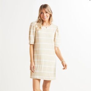 Sanctuary So Volume T-Shirt Dress - Tan Striped - Large